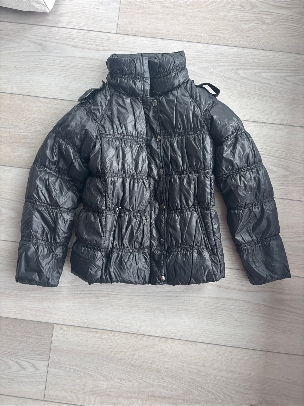 Burberry Black Quilted Puff Jacket with High Collar-women’s